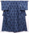 Photo1: 6114T14z710 Vintage Japanese Kimono Silk TSUMUGI Kikko Blue-Gray (1)