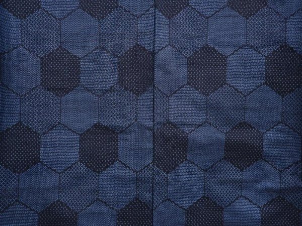 Photo5: 6114T14z710 Vintage Japanese Kimono Silk TSUMUGI Kikko Blue-Gray (5)