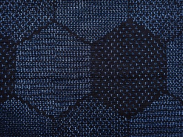 Photo6: 6114T14z710 Vintage Japanese Kimono Silk TSUMUGI Kikko Blue-Gray (6)