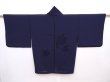 Photo1: 6115T01z330 Vintage Japanese Kimono Silk See through DOCHUGI Dark navy (1)