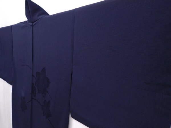 Photo2: 6115T01z330 Vintage Japanese Kimono Silk See through DOCHUGI Dark navy (2)