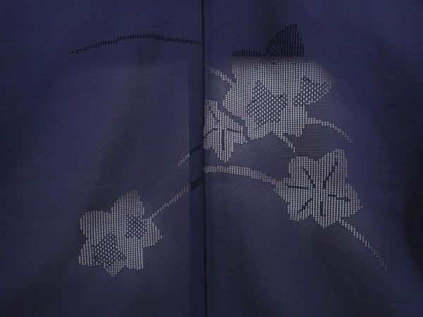 Photo3: 6115T01z330 Vintage Japanese Kimono Silk See through DOCHUGI Dark navy (3)