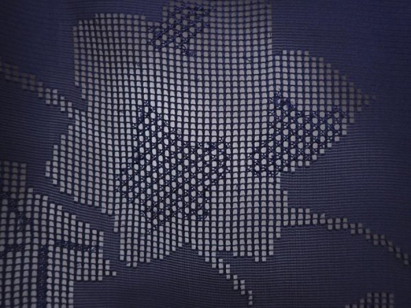 Photo4: 6115T01z330 Vintage Japanese Kimono Silk See through DOCHUGI Dark navy (4)