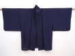 Photo5: 6115T01z330 Vintage Japanese Kimono Silk See through DOCHUGI Dark navy (5)
