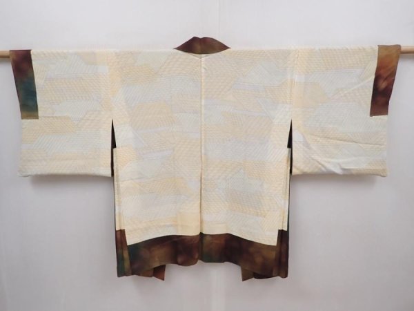 Photo6: 6115T02z500 Vintage Japanese Kimono Silk HAORI  Dark brown (6)