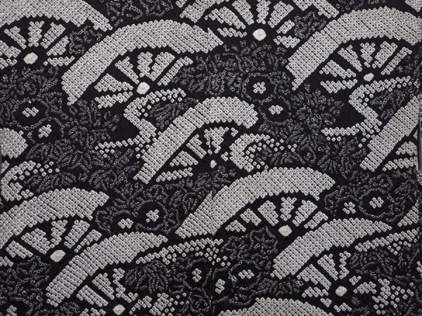 Photo3: 6115T04z560 Vintage Japanese Kimono Silk SHIBORI HAORI  Black (3)