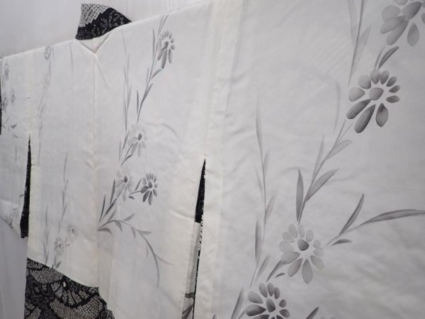 Photo7: 6115T04z560 Vintage Japanese Kimono Silk SHIBORI HAORI  Black (7)