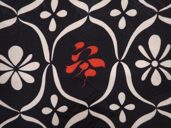 Photo4: 6115T05z500 Vintage Japanese Kimono Silk HAORI  Black (4)