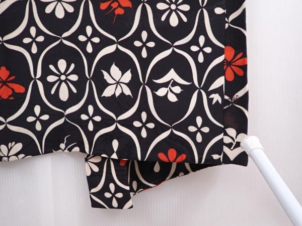 Photo5: 6115T05z500 Vintage Japanese Kimono Silk HAORI  Black (5)