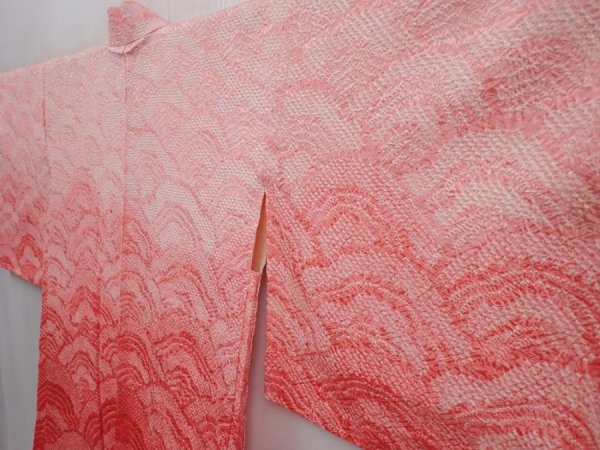 Photo2: 6115T06z430 Vintage Japanese Kimono Silk SHIBORI HAORI  Pink (2)