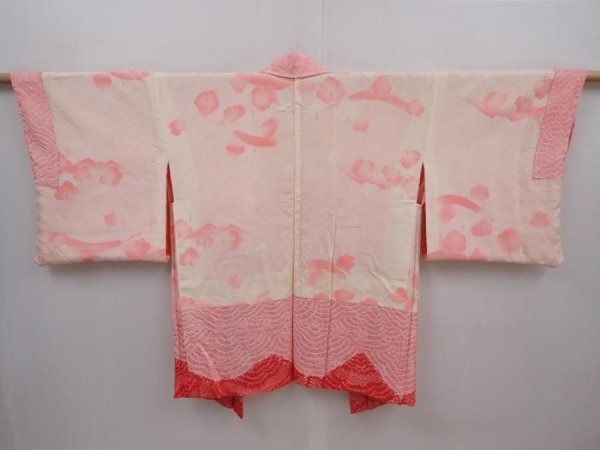 Photo6: 6115T06z430 Vintage Japanese Kimono Silk SHIBORI HAORI  Pink (6)