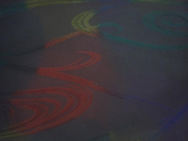 Photo6: 6115T09z480 Vintage Japanese Kimono Silk See through KOMON Stream Black (6)