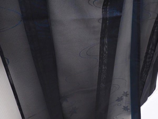 Photo3: 6115T10z290 Vintage Japanese Kimono Silk See through KOMON Maple Black (3)
