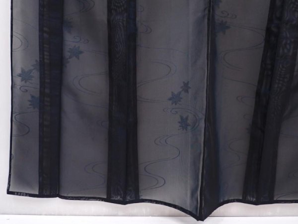 Photo4: 6115T10z290 Vintage Japanese Kimono Silk See through KOMON Maple Black (4)