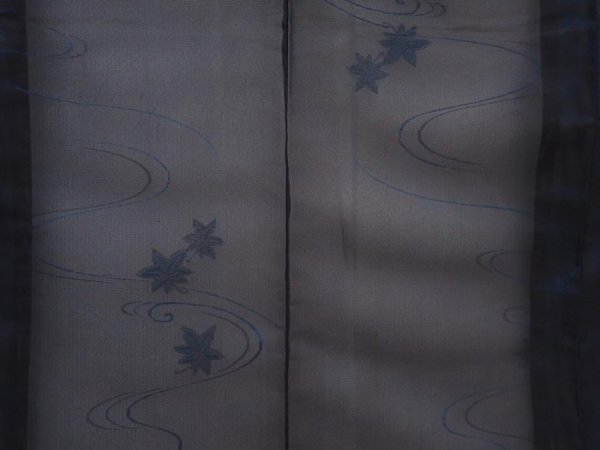 Photo5: 6115T10z290 Vintage Japanese Kimono Silk See through KOMON Maple Black (5)