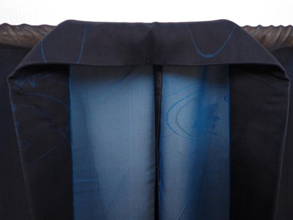 Photo7: 6115T10z290 Vintage Japanese Kimono Silk See through KOMON Maple Black (7)