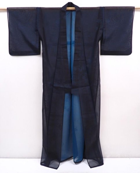 Photo8: 6115T10z290 Vintage Japanese Kimono Silk See through KOMON Maple Black (8)