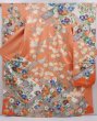 Photo1: 6115T12z1150 Vintage Japanese Kimono Silk FURISODE Flowers Dark coral (1)