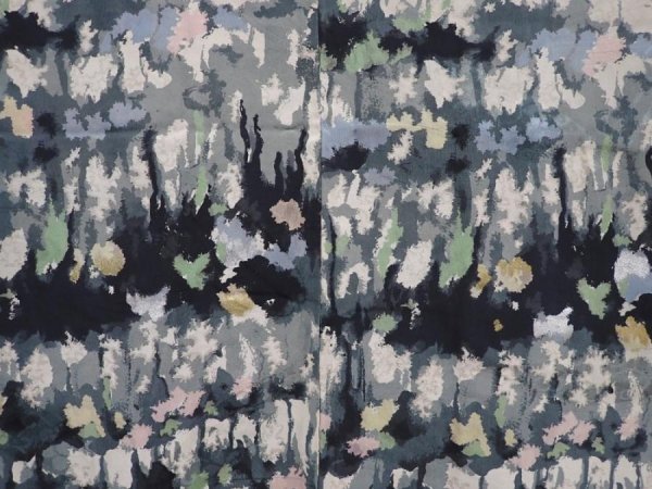 Photo3: 6119T01z420 Vintage Japanese Kimono Silk HAORI  Black (3)