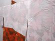 Photo7: 6119T02z580 Vintage Japanese Kimono Silk HAORI Flower Orange-Red (7)
