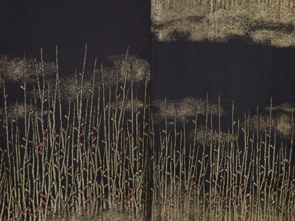 Photo3: 6119T04z620 Vintage Japanese Kimono Silk HAORI Branch Black (3)