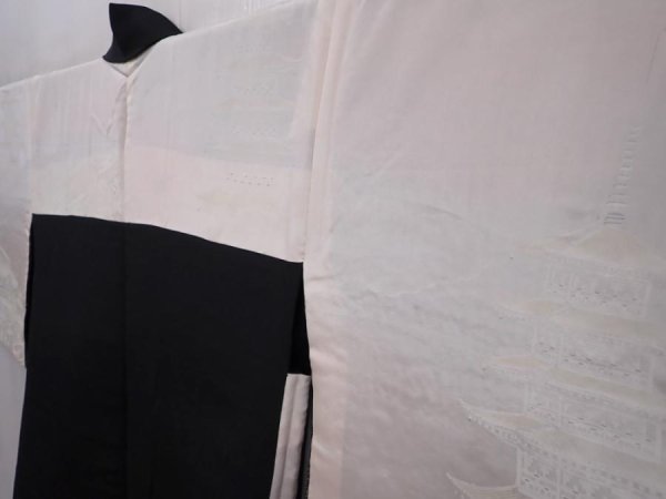 Photo8: 6119T04z620 Vintage Japanese Kimono Silk HAORI Branch Black (8)