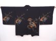 Photo1: 6119T05z620 Vintage Japanese Kimono Silk HAORI Princess Black (1)