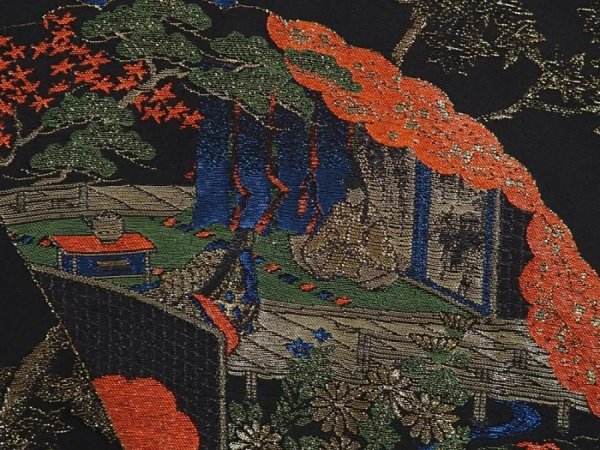 Photo4: 6119T05z620 Vintage Japanese Kimono Silk HAORI Princess Black (4)