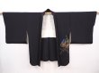 Photo6: 6119T05z620 Vintage Japanese Kimono Silk HAORI Princess Black (6)