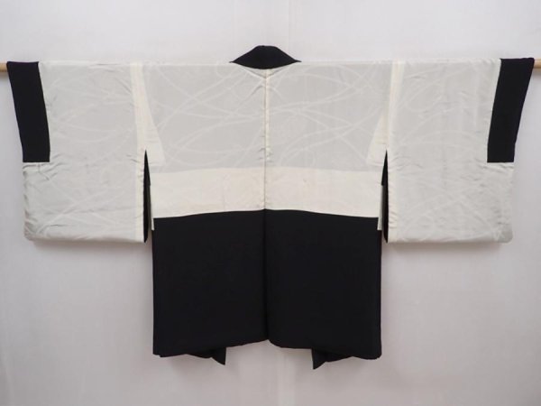 Photo7: 6119T05z620 Vintage Japanese Kimono Silk HAORI Princess Black (7)