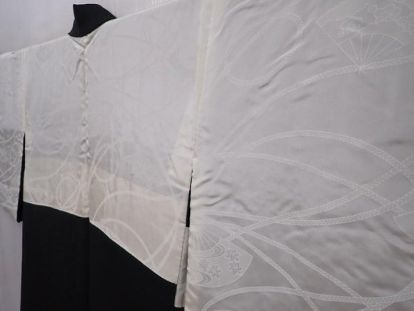 Photo8: 6119T05z620 Vintage Japanese Kimono Silk HAORI Princess Black (8)