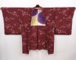 Photo1: 6119T06z480 Vintage Japanese Kimono Silk HAORI Trees Dark grape (1)