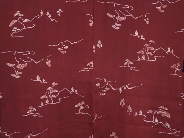 Photo4: 6119T06z480 Vintage Japanese Kimono Silk HAORI Trees Dark grape (4)