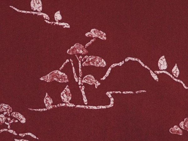 Photo5: 6119T06z480 Vintage Japanese Kimono Silk HAORI Trees Dark grape (5)