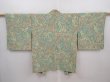 Photo1: 6119T07z570 Vintage Japanese Kimono Silk HAORI  Pistachio green (1)
