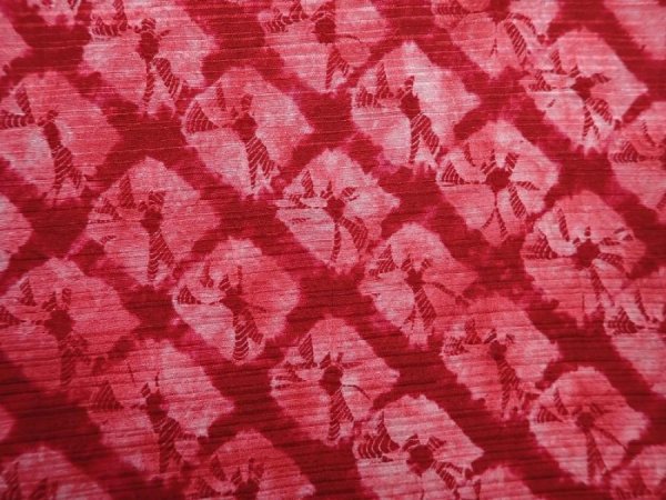Photo4: 6119T08z310 Vintage Japanese Kimono Silk HAORI  Red-Pink (4)