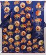 Photo1: 6119T09z1180 Vintage Japanese Kimono Silk FURISODE Folding fan Navy (1)