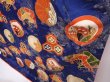 Photo4: 6119T09z1180 Vintage Japanese Kimono Silk FURISODE Folding fan Navy (4)
