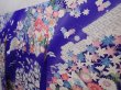 Photo2: 6119T10z1020 Vintage Japanese Kimono Silk FURISODE Flowers Dark lavender (2)