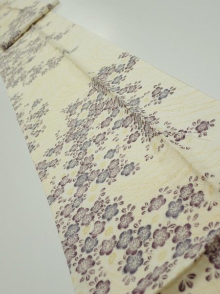 Photo1: 2H08z60  Japanese Kimono Silk  FABRIC Sakura Off-white 77.2x7.1 (1)
