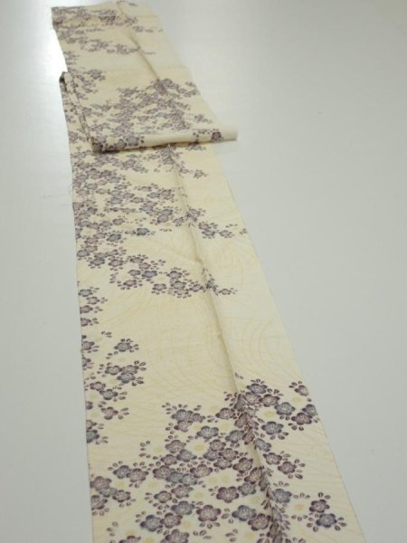 Photo3: 2H08z60  Japanese Kimono Silk  FABRIC Sakura Off-white 77.2x7.1 (3)