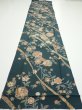 Photo5: 2H04z100  Japanese Kimono Silk  FABRIC Flowers Green-Gray 69.3x15.0 (5)