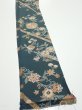 Photo2: 2H07z50  Japanese Kimono Silk  FABRIC Flowers Green-Gray 61.4x7.3 (2)
