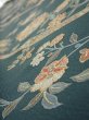 Photo4: 2H07z50  Japanese Kimono Silk  FABRIC Flowers Green-Gray 61.4x7.3 (4)