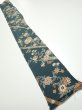 Photo5: 2H07z50  Japanese Kimono Silk  FABRIC Flowers Green-Gray 61.4x7.3 (5)