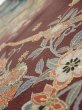Photo5: 2H08z50  Japanese Kimono Silk  FABRIC Flowers Dark brown 60.6x7.5 (5)