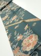 Photo1: 2H09z60  Japanese Kimono Silk  FABRIC Flowers Green-Gray 90.2x7.5 (1)
