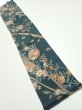 Photo1: 2H10z30  Japanese Kimono Silk  FABRIC Flowers Green-Gray 40.2x7.5 (1)