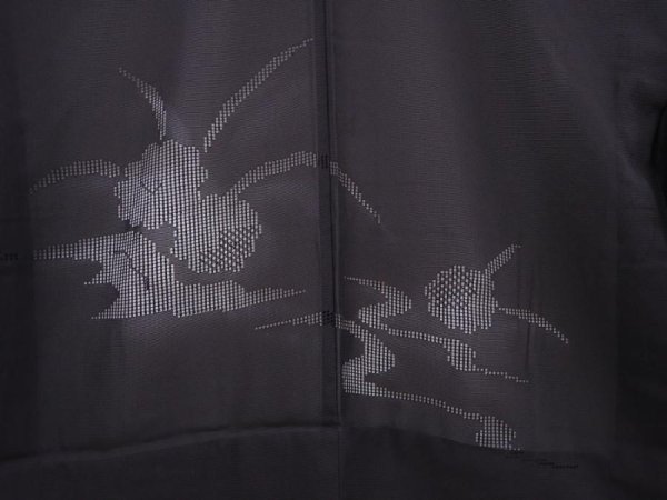 Photo3: 6120T01z320 Vintage Japanese Kimono Silk See through HAORI Flower Black (3)