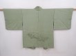Photo1: 6120T02z510 Vintage Japanese Kimono Silk HAORI Trees Pistachio green (1)